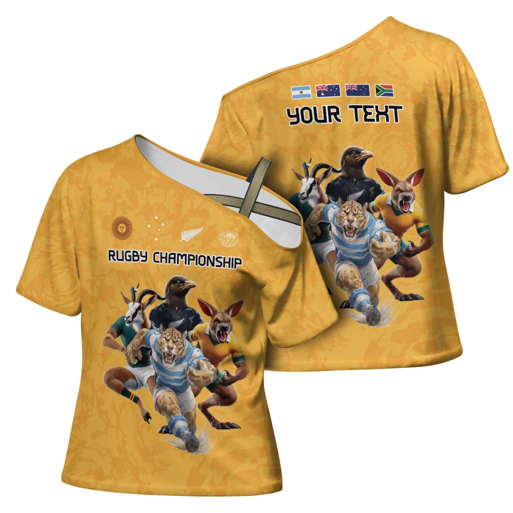 Custom Rugby Southern Hemisphere Cross Shoulder Shirt Argentina AUNZ South Africa Mascot Gold LT9 - Polynesian Pride