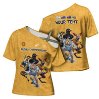 Custom Rugby Southern Hemisphere Cross Shoulder Shirt Argentina AUNZ South Africa Mascot Gold LT9 - Polynesian Pride