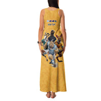 Custom Rugby Southern Hemisphere Family Matching Tank Maxi Dress and Hawaiian Shirt Argentina AUNZ South Africa Mascot Gold - Polynesian Pride