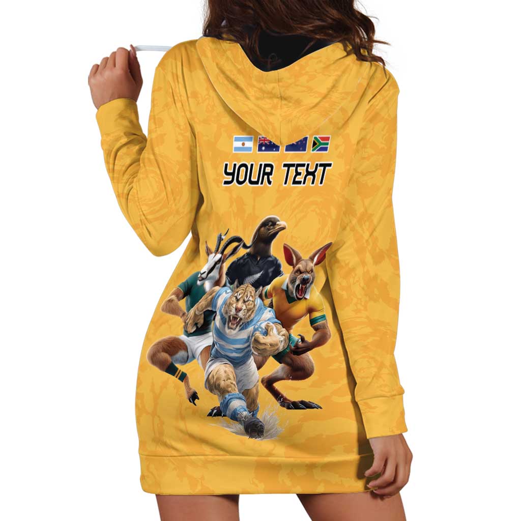 Custom Rugby Southern Hemisphere Hoodie Dress Argentina AUNZ South Africa Mascot Gold - Polynesian Pride