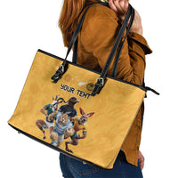 Custom Rugby Southern Hemisphere Leather Tote Bag Argentina AUNZ South Africa Mascot Gold - Polynesian Pride