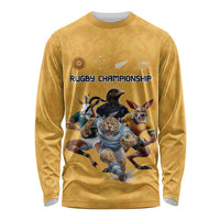 Custom Rugby Southern Hemisphere Long Sleeve Shirt Argentina AUNZ South Africa Mascot Gold LT9 Unisex Gold - Polynesian Pride