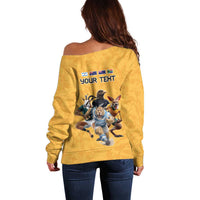 Custom Rugby Southern Hemisphere Off Shoulder Sweater Argentina AUNZ South Africa Mascot Gold - Polynesian Pride