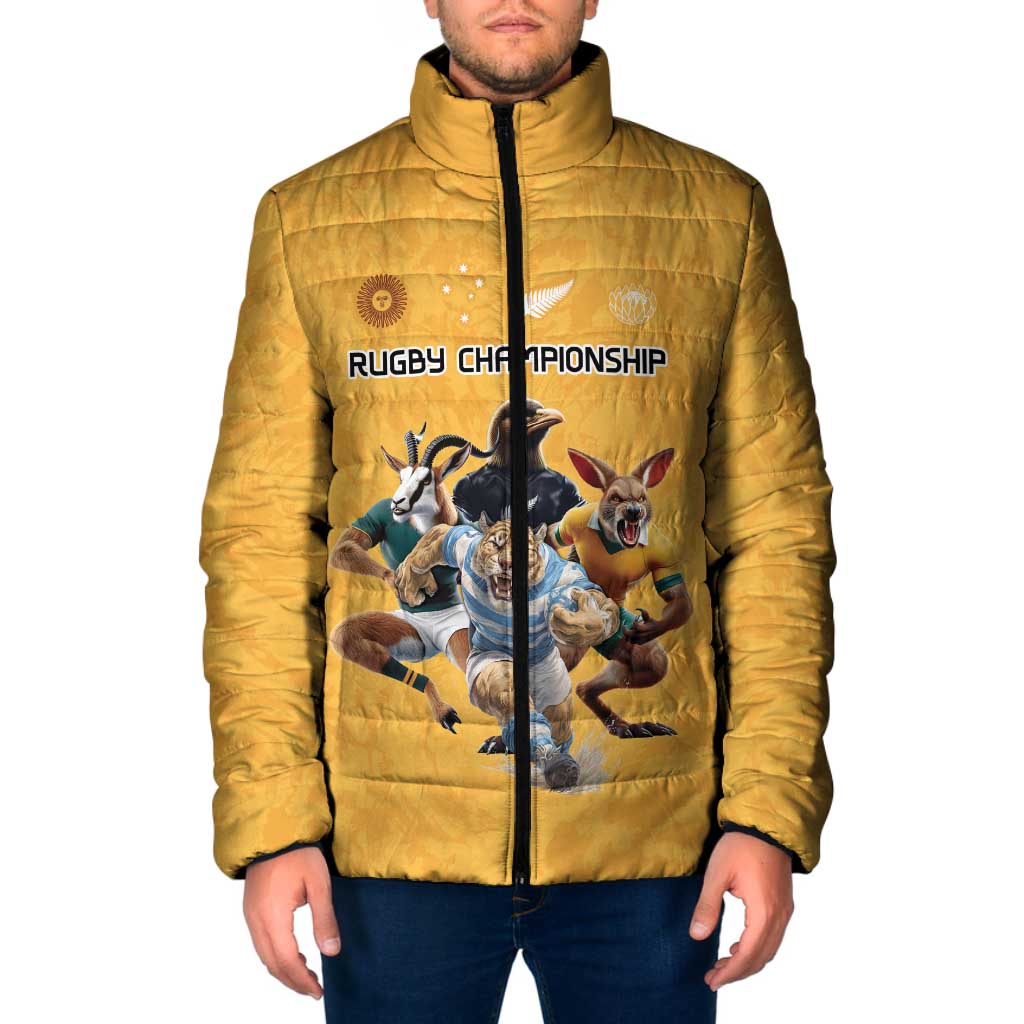 Custom Rugby Southern Hemisphere Padded Jacket Argentina AUNZ South Africa Mascot Gold LT9 Men Gold - Polynesian Pride