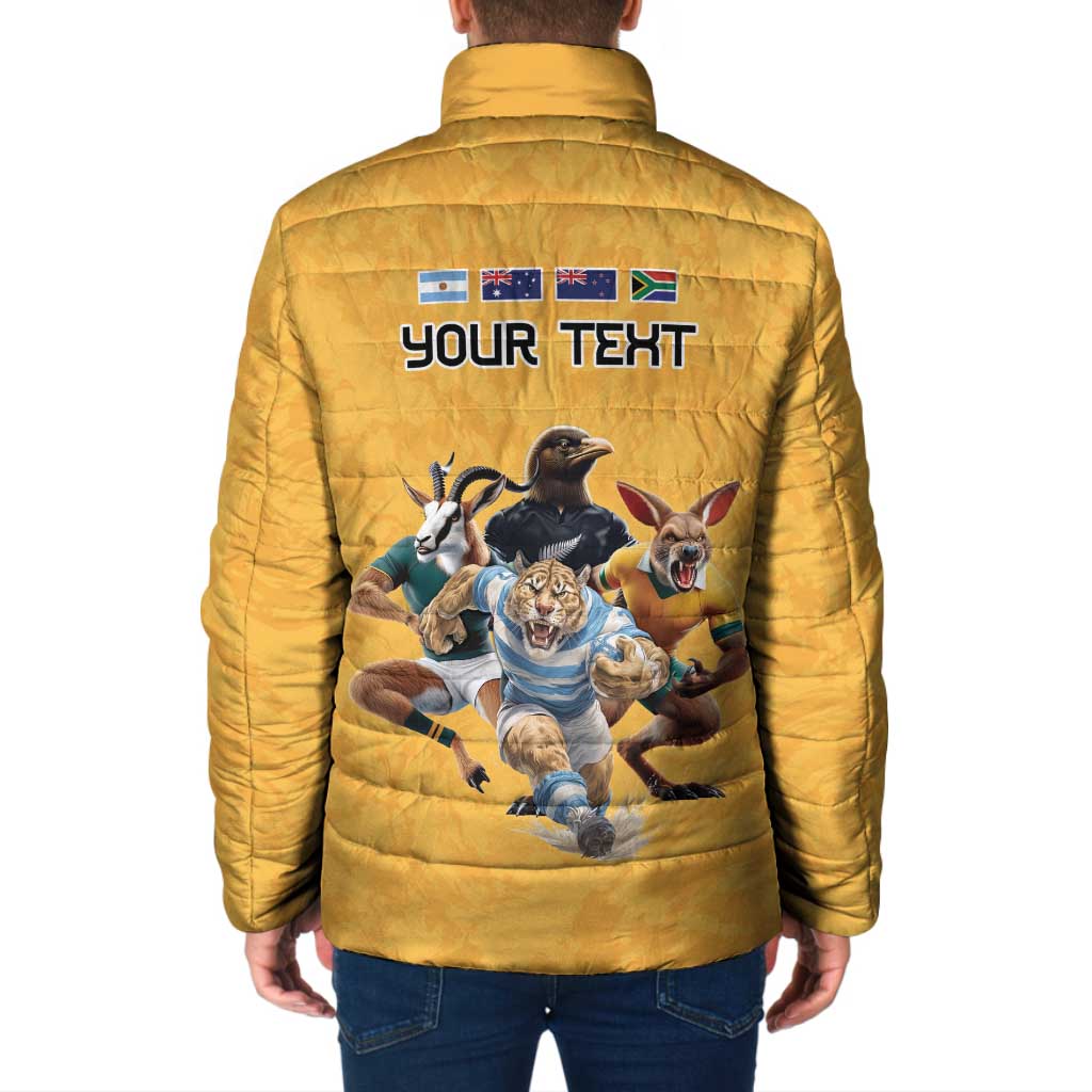 Custom Rugby Southern Hemisphere Padded Jacket Argentina AUNZ South Africa Mascot Gold LT9 - Polynesian Pride