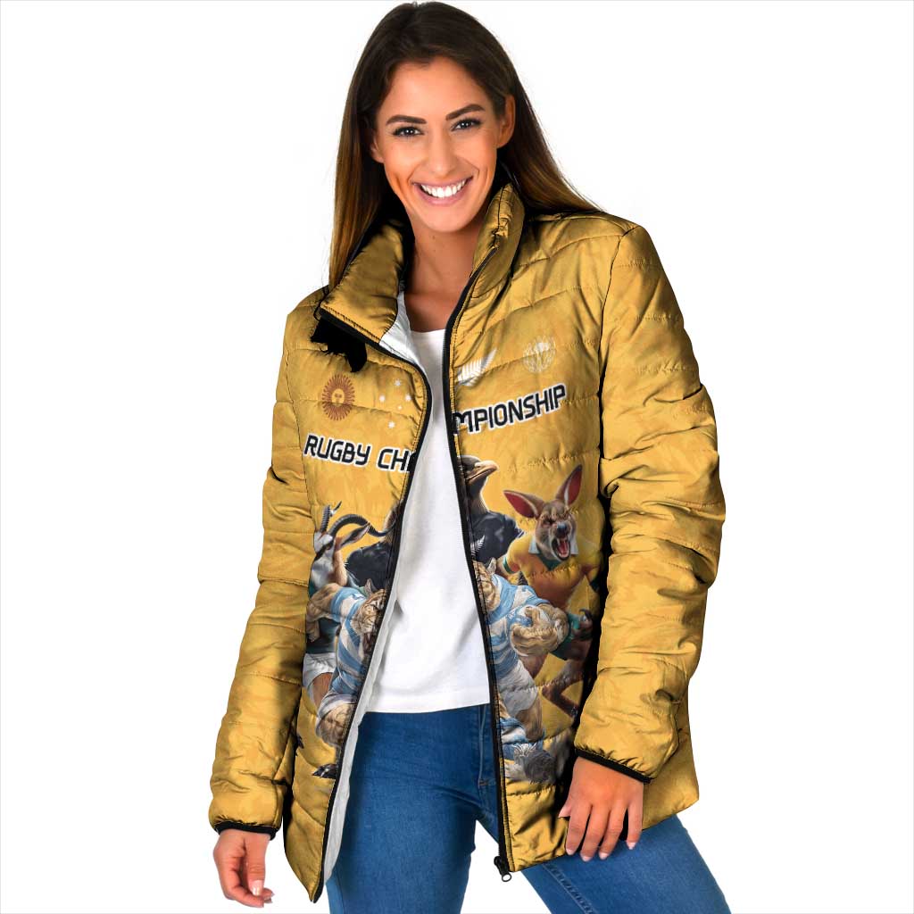 Custom Rugby Southern Hemisphere Padded Jacket Argentina AUNZ South Africa Mascot Gold LT9 Women Gold - Polynesian Pride