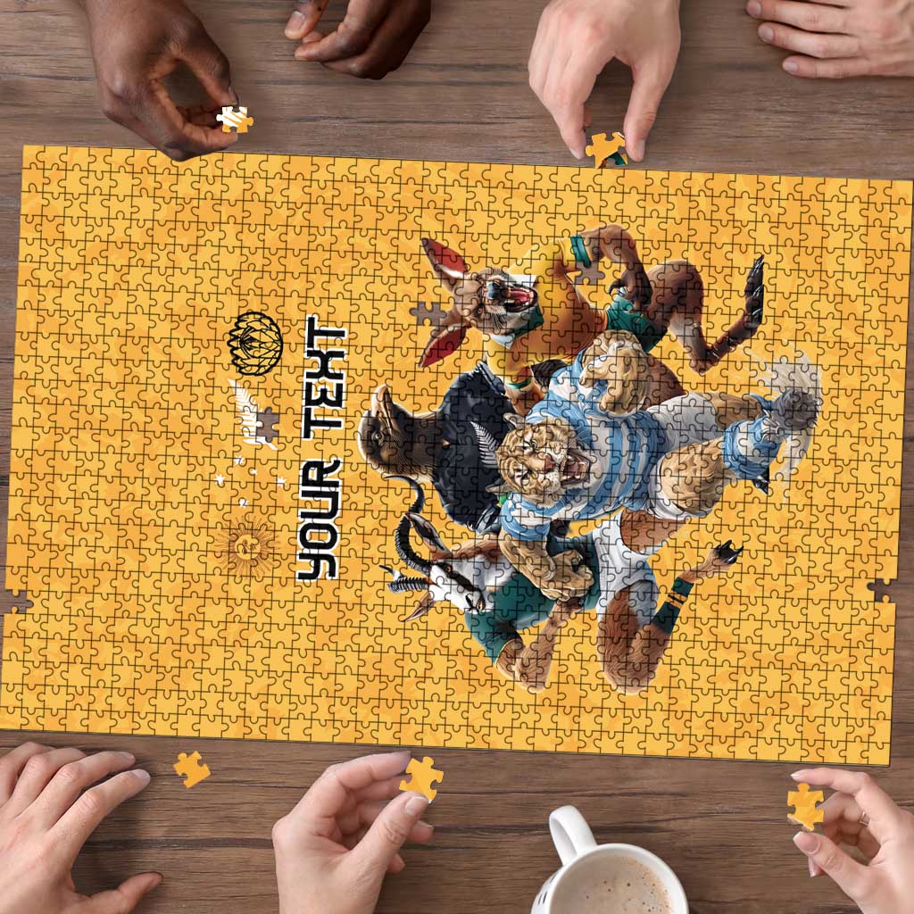 Custom Rugby Southern Hemisphere Puzzle Argentina AUNZ South Africa Mascot Gold LT9 - Polynesian Pride