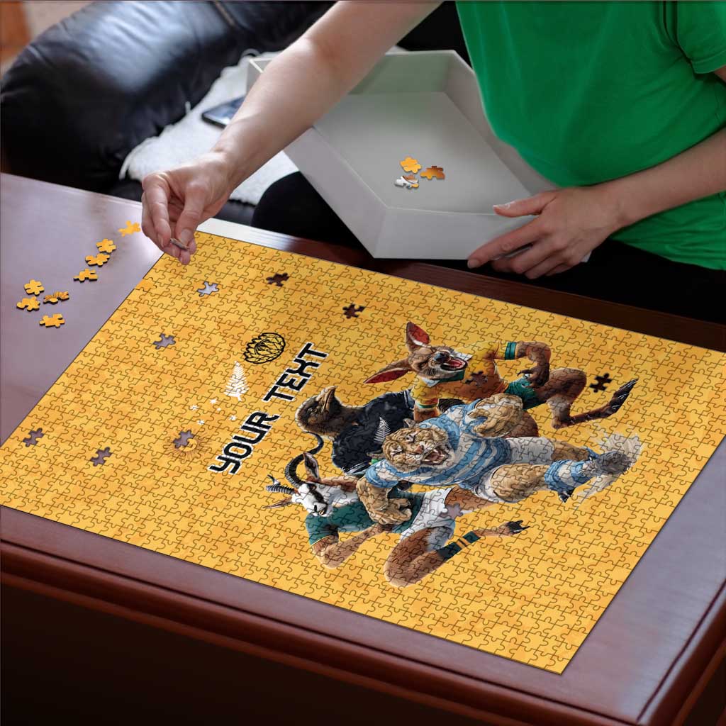 Custom Rugby Southern Hemisphere Puzzle Argentina AUNZ South Africa Mascot Gold LT9 - Polynesian Pride
