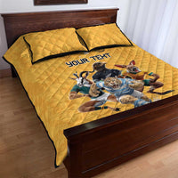 Custom Rugby Southern Hemisphere Quilt Bed Set Argentina AUNZ South Africa Mascot Gold - Polynesian Pride