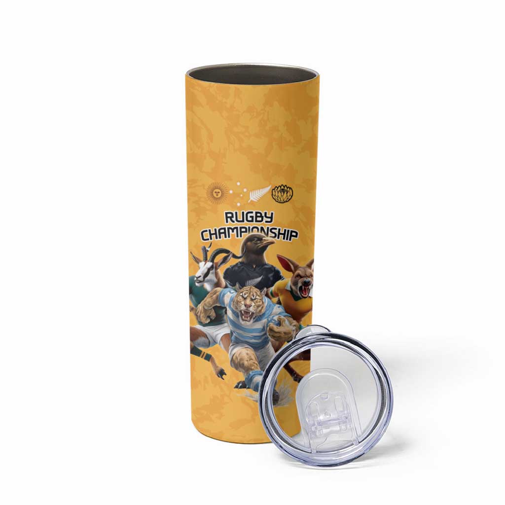 Custom Rugby Southern Hemisphere Skinny Tumbler Argentina AUNZ South Africa Mascot Gold - Polynesian Pride