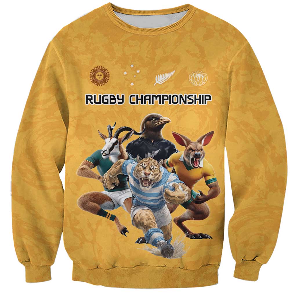 Custom Rugby Southern Hemisphere Sweatshirt Argentina AUNZ South Africa Mascot Gold LT9 Unisex Gold - Polynesian Pride