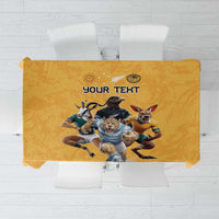 Custom Rugby Southern Hemisphere Tablecloth Argentina AUNZ South Africa Mascot Gold LT9 Gold - Polynesian Pride