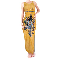 Custom Rugby Southern Hemisphere Tank Maxi Dress Argentina AUNZ South Africa Mascot Gold - Polynesian Pride