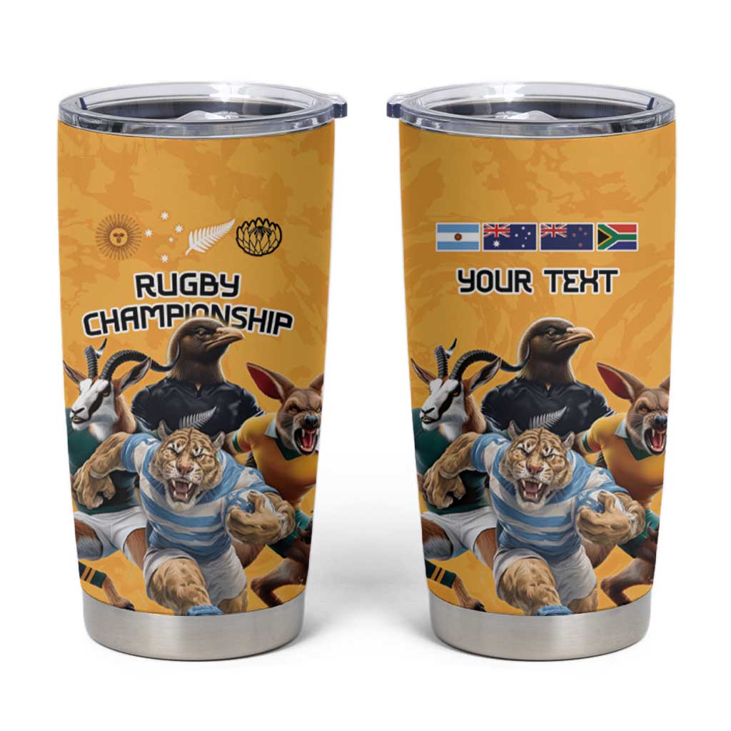 Custom Rugby Southern Hemisphere Tumbler Cup Argentina AUNZ South Africa Mascot Gold - Polynesian Pride