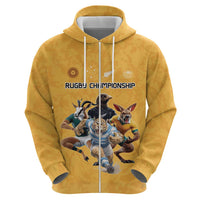 Custom Rugby Southern Hemisphere Zip Hoodie Argentina AUNZ South Africa Mascot Gold - Polynesian Pride