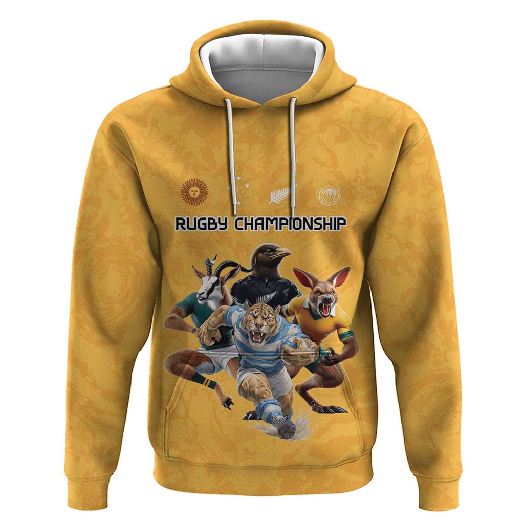 Custom Rugby Southern Hemisphere Zip Hoodie Argentina AUNZ South Africa Mascot Gold - Polynesian Pride