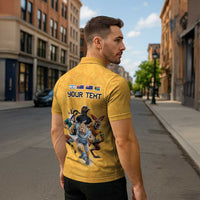 Custom Rugby Southern Hemisphere Zipper Polo Shirt Argentina AUNZ South Africa Mascot Gold - Polynesian Pride