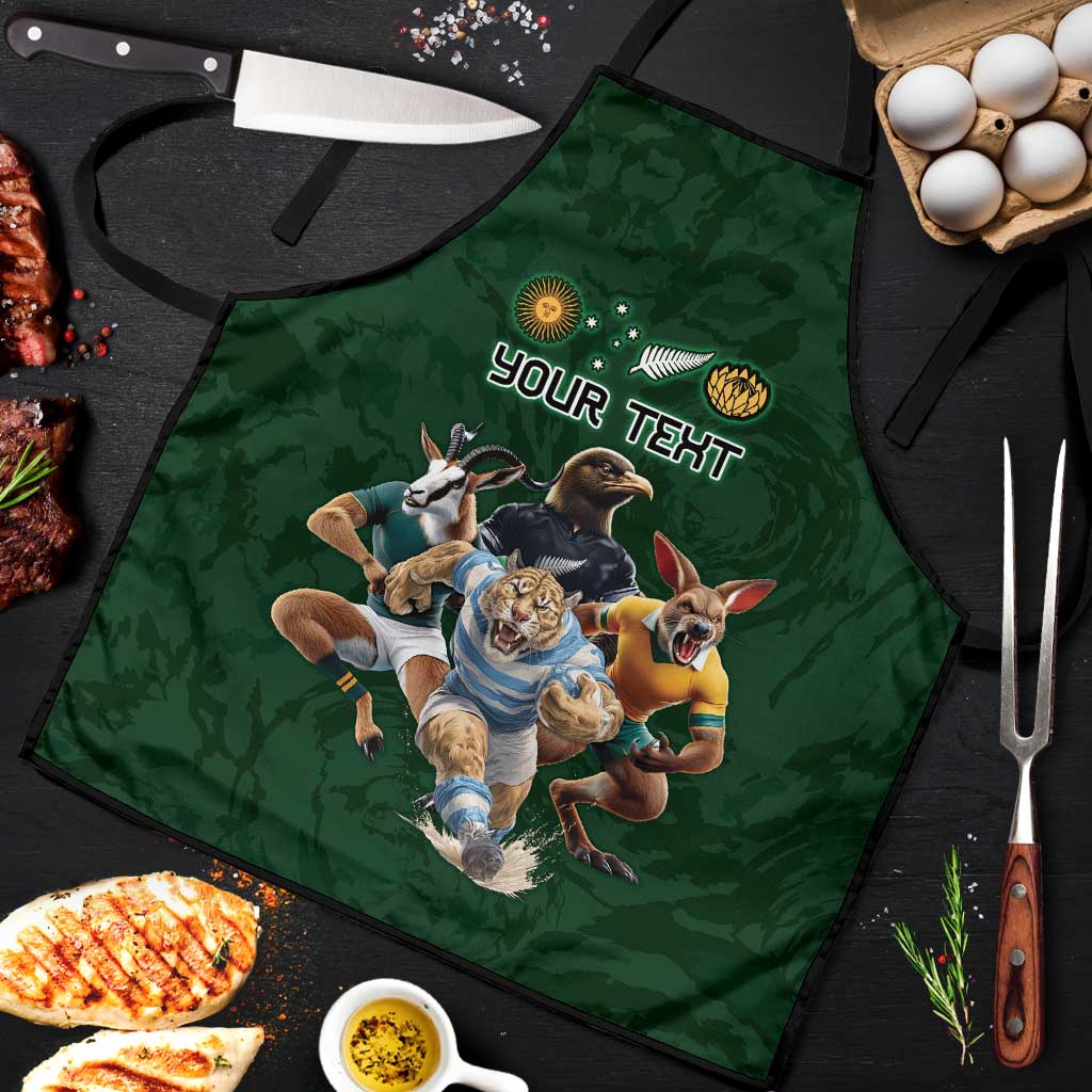 Custom Rugby Southern Hemisphere Apron Argentina AUNZ South Africa Mascot Green LT9 Green - Polynesian Pride