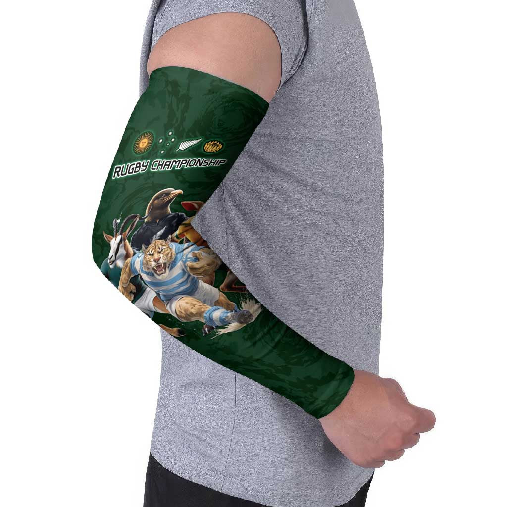 Custom Rugby Southern Hemisphere Arm Sleeves Argentina AUNZ South Africa Mascot Green - Polynesian Pride