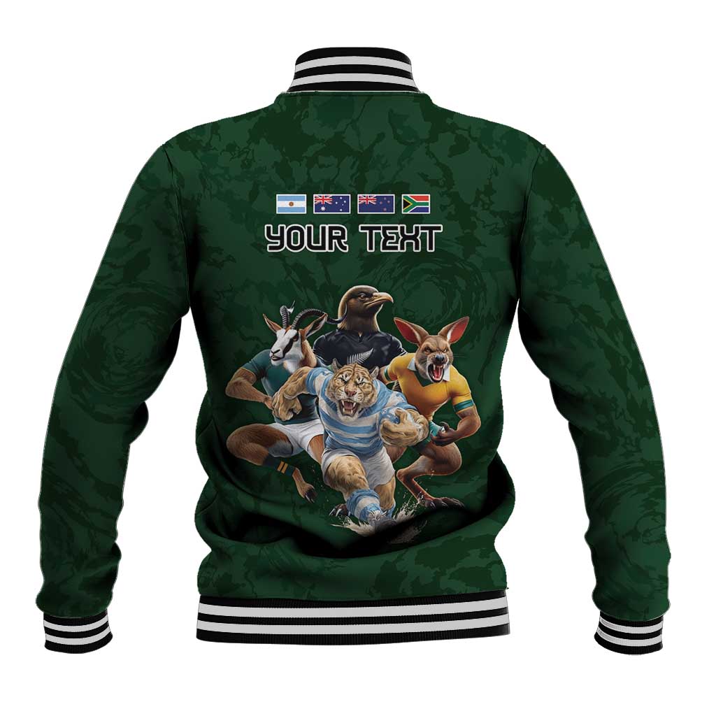 Custom Rugby Southern Hemisphere Baseball Jacket Argentina AUNZ South Africa Mascot Green LT9 - Polynesian Pride