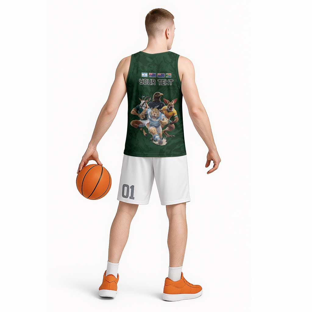 Custom Rugby Southern Hemisphere Basketball Jersey Argentina AUNZ South Africa Mascot Green - Polynesian Pride