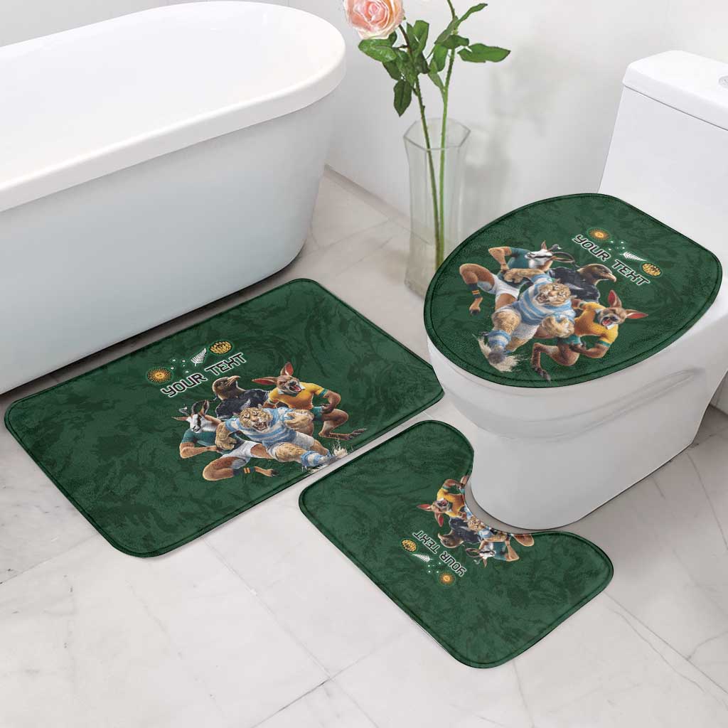 Custom Rugby Southern Hemisphere Bathroom Set Argentina AUNZ South Africa Mascot Green LT9 - Polynesian Pride