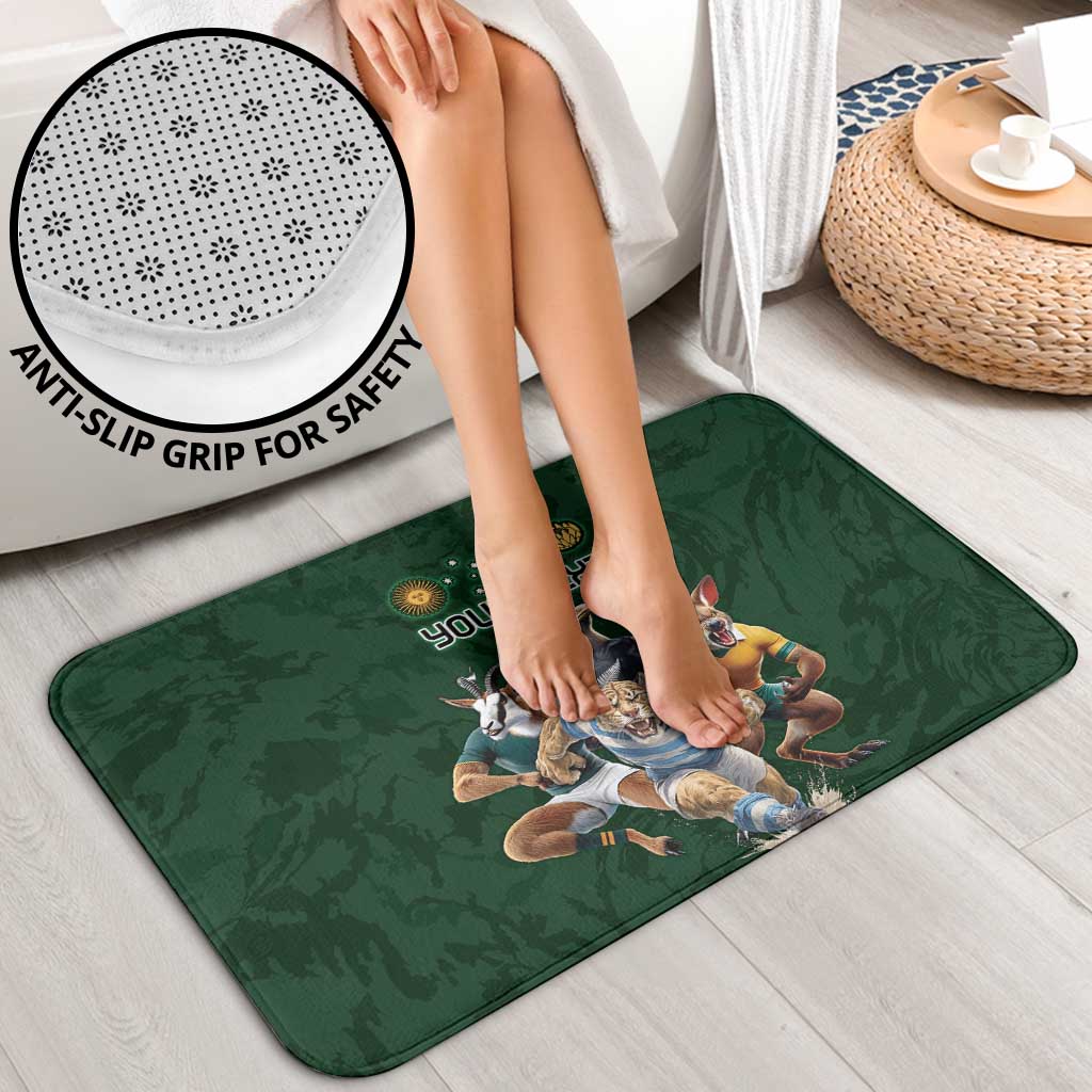 Custom Rugby Southern Hemisphere Bathroom Set Argentina AUNZ South Africa Mascot Green LT9 - Polynesian Pride