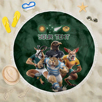 Custom Rugby Southern Hemisphere Beach Blanket Argentina AUNZ South Africa Mascot Green LT9 One Size 150cm Green - Polynesian Pride