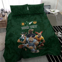 Custom Rugby Southern Hemisphere Bedding Set Argentina AUNZ South Africa Mascot Green - Polynesian Pride
