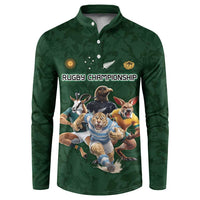 Custom Rugby Southern Hemisphere Button Sweatshirt Argentina AUNZ South Africa Mascot Green LT9 Green - Polynesian Pride