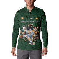 Custom Rugby Southern Hemisphere Button Sweatshirt Argentina AUNZ South Africa Mascot Green LT9 - Polynesian Pride