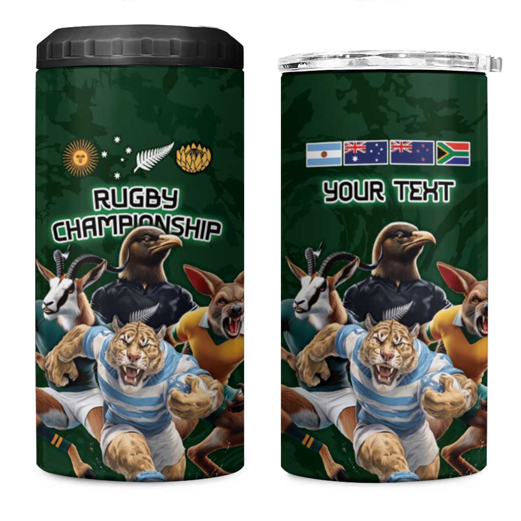 Custom Rugby Southern Hemisphere 4 in 1 Can Cooler Tumbler Argentina AUNZ South Africa Mascot Green LT9 One Size: 16 oz Green - Polynesian Pride