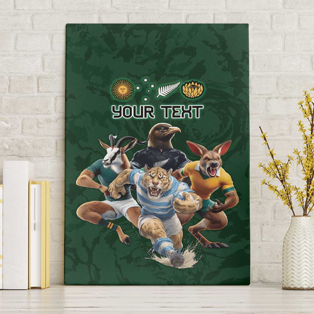Custom Rugby Southern Hemisphere Canvas Wall Art Argentina AUNZ South Africa Mascot Green LT9 Without Frame Green - Polynesian Pride