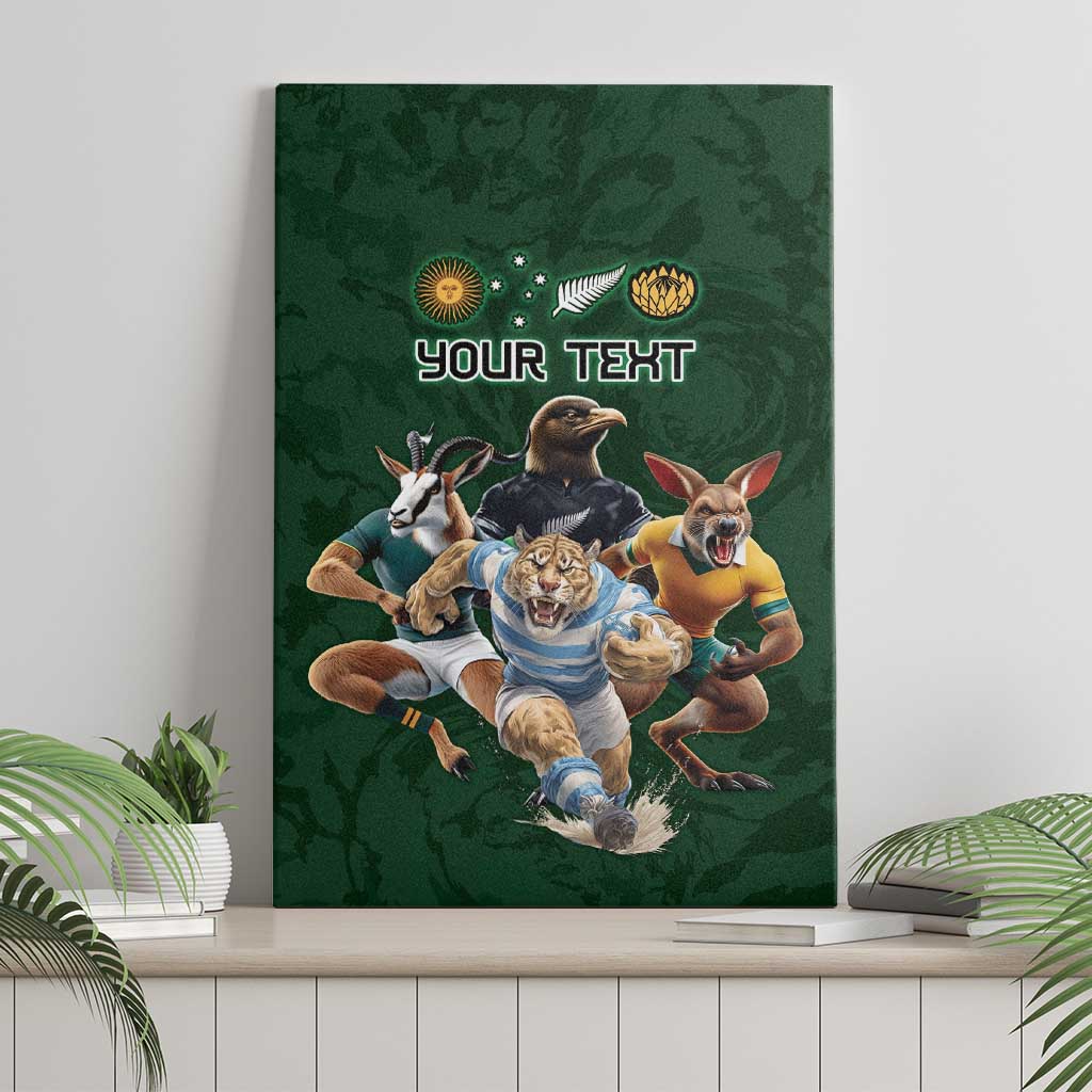 Custom Rugby Southern Hemisphere Canvas Wall Art Argentina AUNZ South Africa Mascot Green LT9 - Polynesian Pride