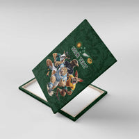 Custom Rugby Southern Hemisphere Canvas Wall Art Argentina AUNZ South Africa Mascot Green LT9 With Frame Green - Polynesian Pride