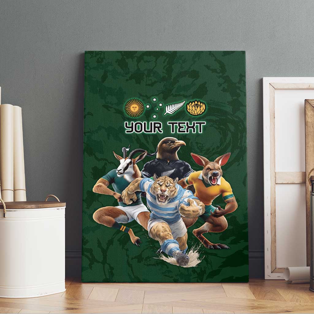 Custom Rugby Southern Hemisphere Canvas Wall Art Argentina AUNZ South Africa Mascot Green LT9 - Polynesian Pride