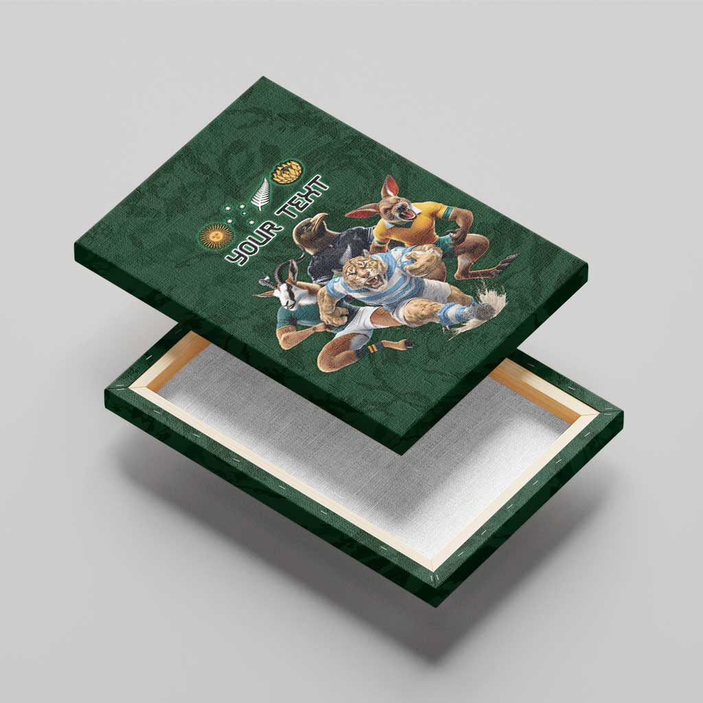 Custom Rugby Southern Hemisphere Canvas Wall Art Argentina AUNZ South Africa Mascot Green LT9 - Polynesian Pride