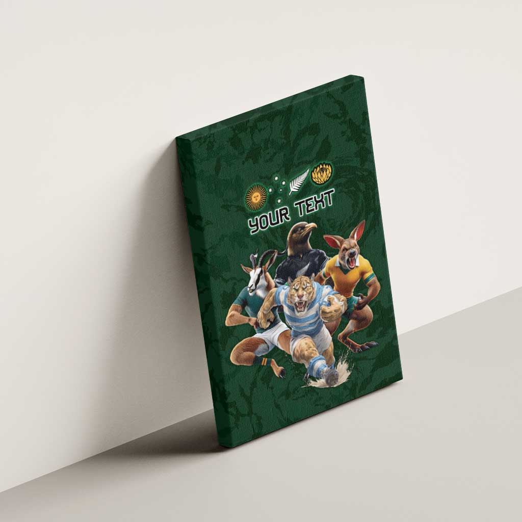 Custom Rugby Southern Hemisphere Canvas Wall Art Argentina AUNZ South Africa Mascot Green LT9 - Polynesian Pride