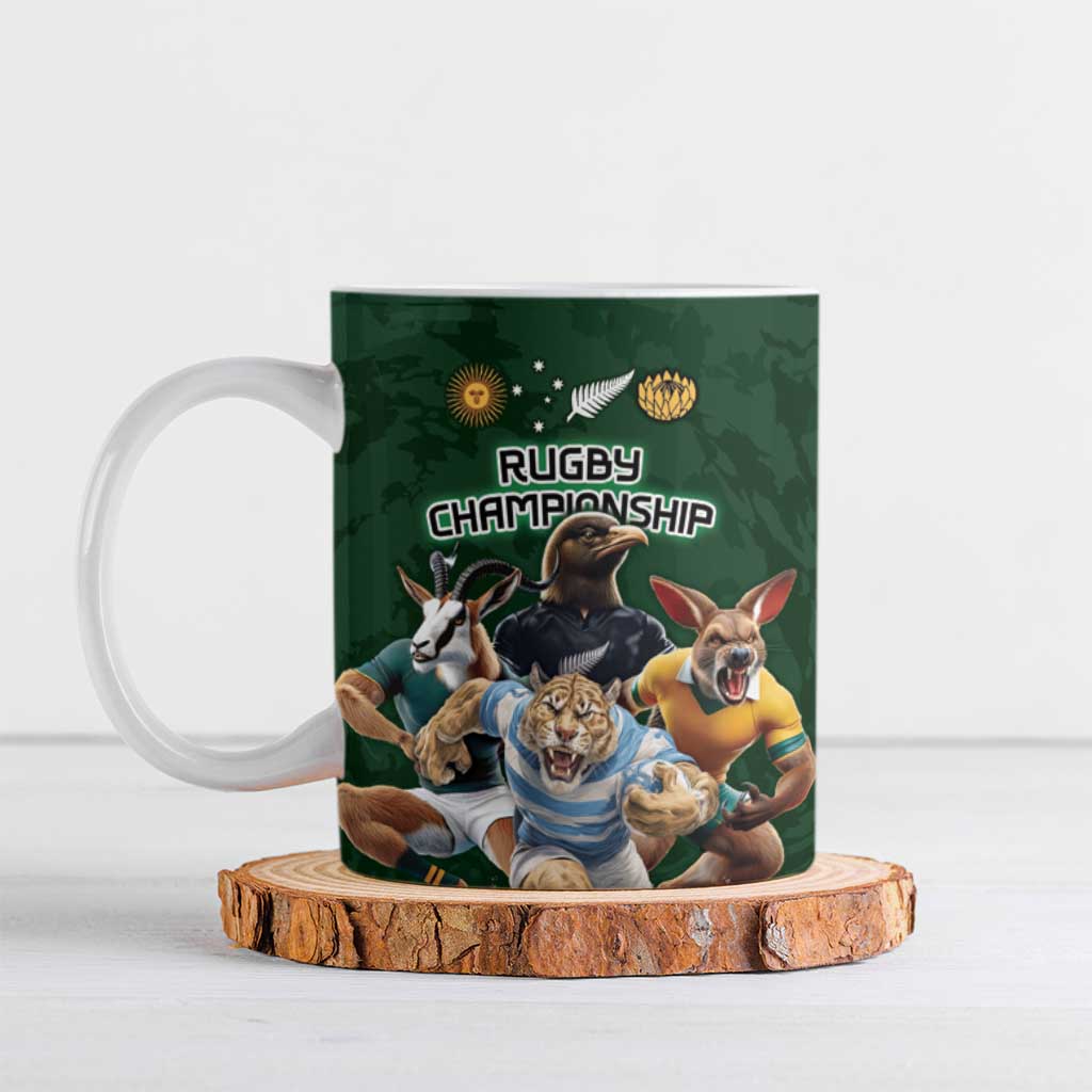 Custom Rugby Southern Hemisphere Ceramic Mug Argentina AUNZ South Africa Mascot Green LT9 Green - Polynesian Pride