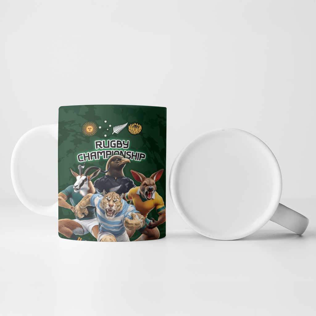 Custom Rugby Southern Hemisphere Ceramic Mug Argentina AUNZ South Africa Mascot Green LT9 - Polynesian Pride