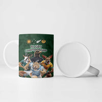 Custom Rugby Southern Hemisphere Ceramic Mug Argentina AUNZ South Africa Mascot Green LT9 - Polynesian Pride