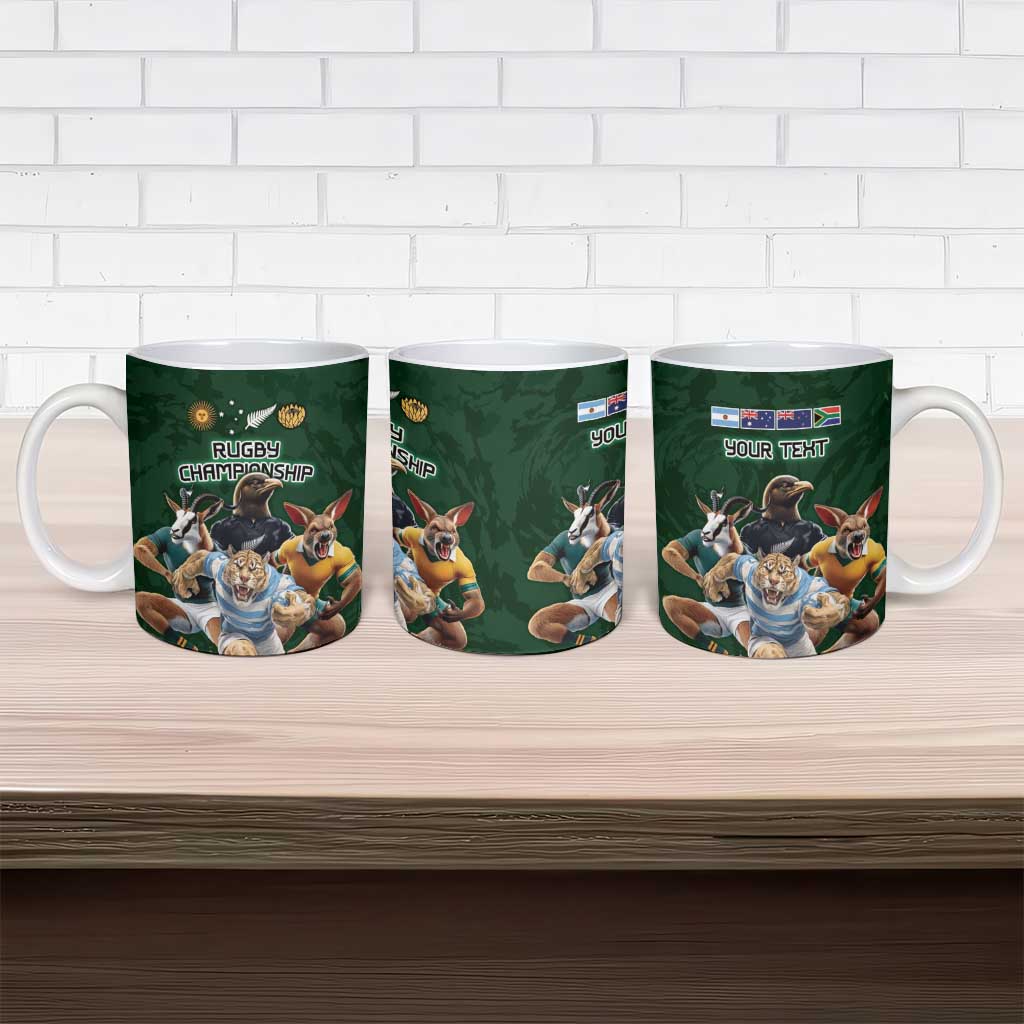 Custom Rugby Southern Hemisphere Ceramic Mug Argentina AUNZ South Africa Mascot Green LT9 - Polynesian Pride