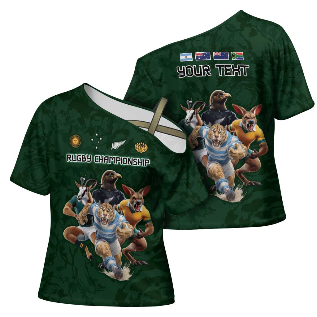 Custom Rugby Southern Hemisphere Cross Shoulder Shirt Argentina AUNZ South Africa Mascot Green LT9 - Polynesian Pride