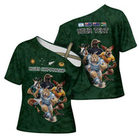 Custom Rugby Southern Hemisphere Cross Shoulder Shirt Argentina AUNZ South Africa Mascot Green LT9 - Polynesian Pride