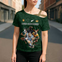 Custom Rugby Southern Hemisphere Cross Shoulder Shirt Argentina AUNZ South Africa Mascot Green LT9 - Polynesian Pride