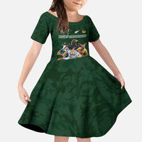 Custom Rugby Southern Hemisphere Family Matching Summer Maxi Dress and Hawaiian Shirt Argentina AUNZ South Africa Mascot Green - Polynesian Pride