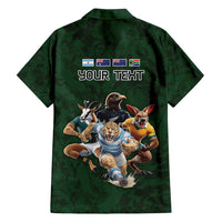 Custom Rugby Southern Hemisphere Family Matching Summer Maxi Dress and Hawaiian Shirt Argentina AUNZ South Africa Mascot Green - Polynesian Pride