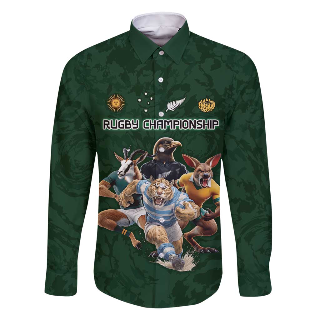 Custom Rugby Southern Hemisphere Family Matching Tank Maxi Dress and Hawaiian Shirt Argentina AUNZ South Africa Mascot Green - Polynesian Pride