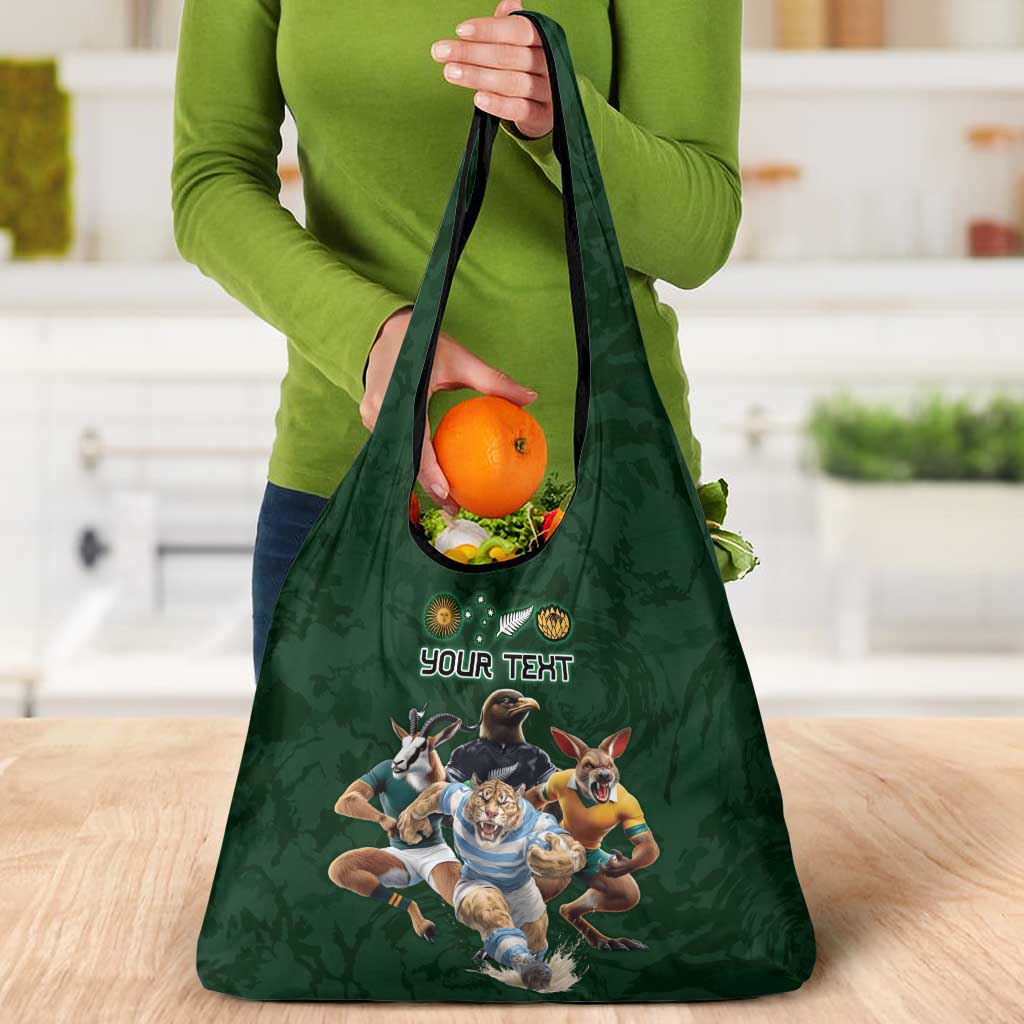 Custom Rugby Southern Hemisphere Grocery Bag Argentina AUNZ South Africa Mascot Green - Polynesian Pride