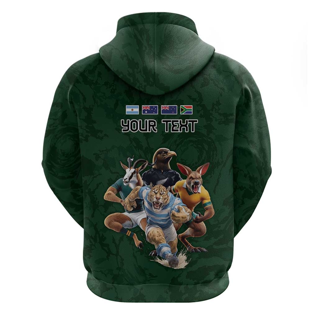 Custom Rugby Southern Hemisphere Hoodie Argentina AUNZ South Africa Mascot Green - Polynesian Pride